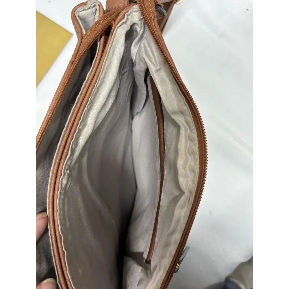MKF By Mia Collection Vegan Leather Cross Body Shoulder Bag Multi Zipper Pocket